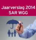cover jaarveslag 2014 SAR WGG gezin waarover een paraplu wordt getekend door een hand